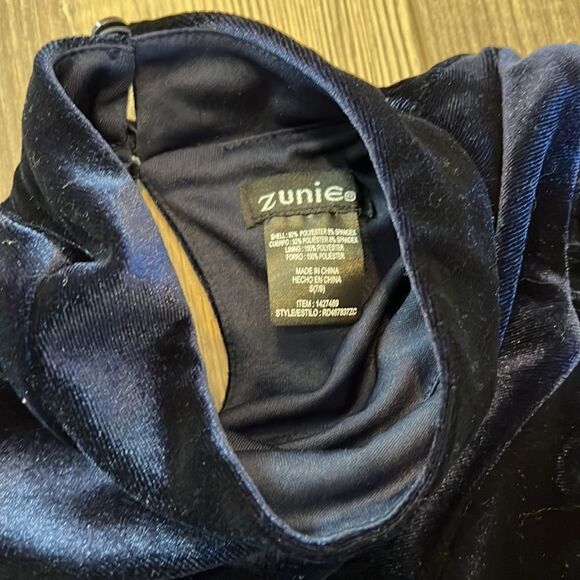 Zunie Navy Blue Velvet Dress - Picture 4 of 6